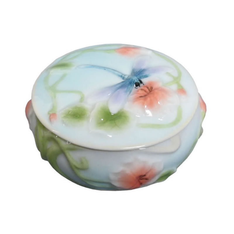 Dragonfly and Poppy Trinket Box