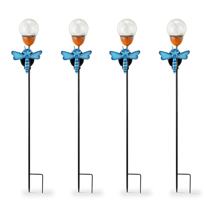 Dragonfly LED Light Garden Stakes, Set of 4 by San Pacific International/SPI Home