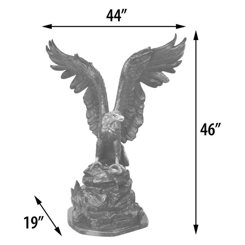 Bald Eagle on Rock Bronze Sculpture on Marble Base