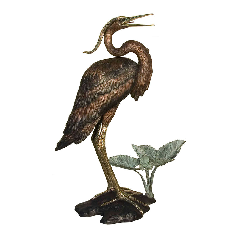 Egret Bronze Garden Fountain Large