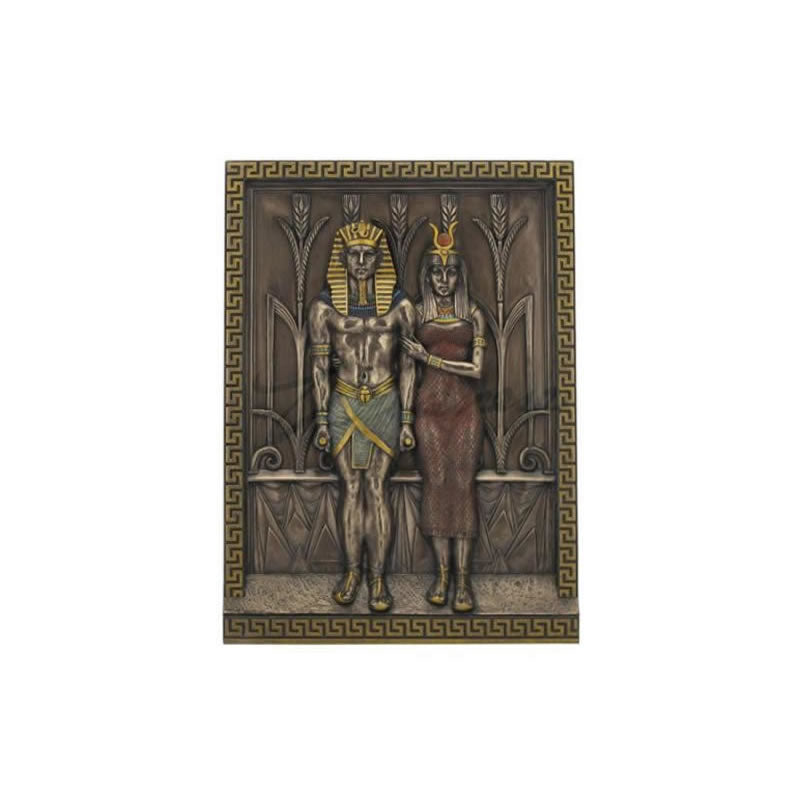 Egyptian Pharaoh Menkaure and Queen Khamerernebty Wall Sculpture