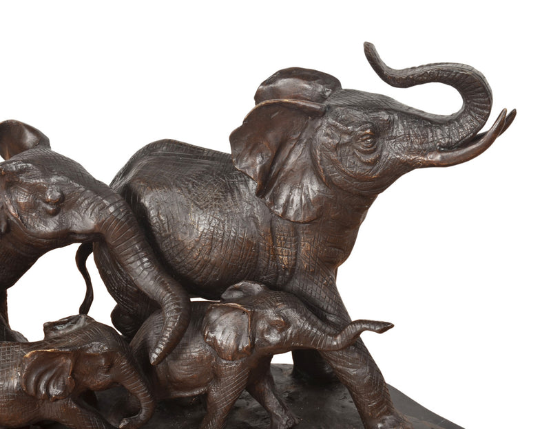 Majestic Elephants Tabletop Bronze Sculpture