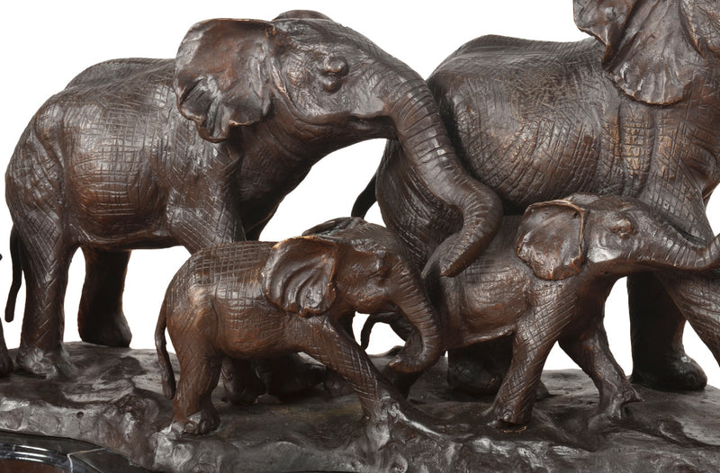 Majestic Elephants Tabletop Bronze Sculpture