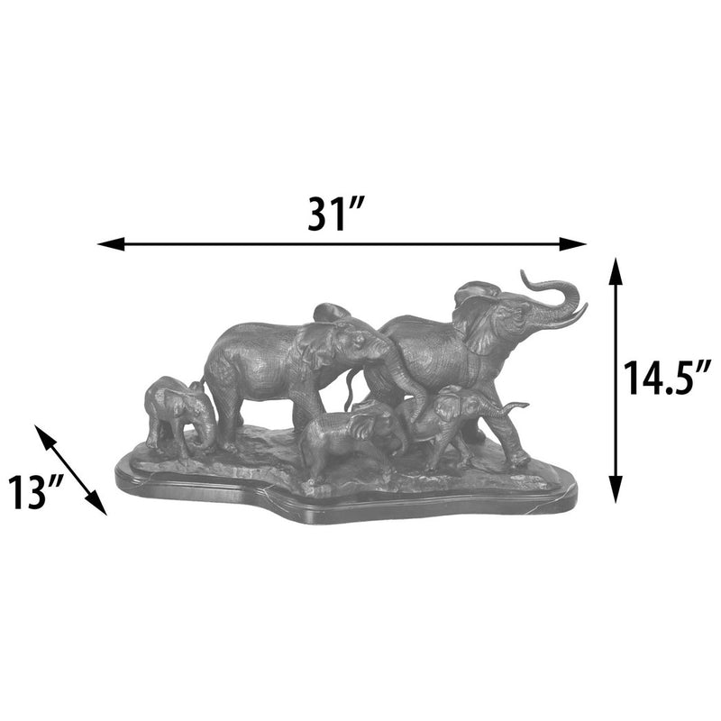 Majestic Elephants Tabletop Bronze Sculpture