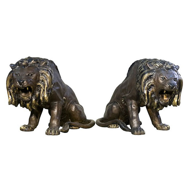 Entrance Lions Bronze Sculpture Set