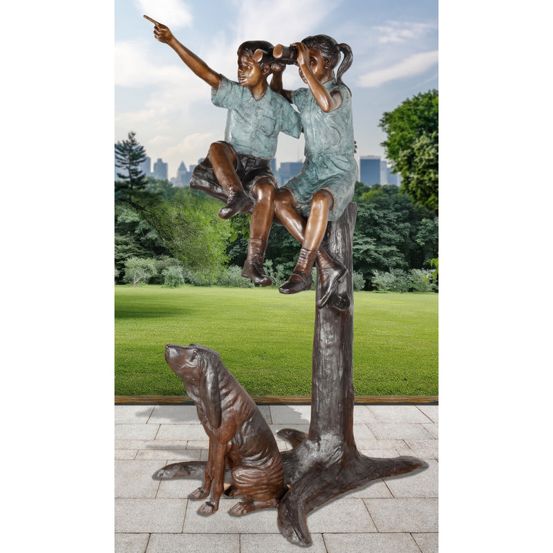 Explorers-Kids in Tree Bronze Sculpture
