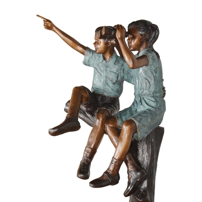 Explorers-Kids in Tree Bronze Sculpture