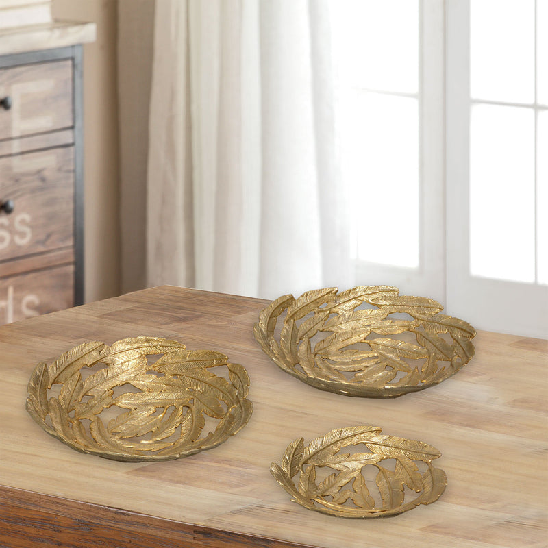 Feather Trays, Round, Set of 3