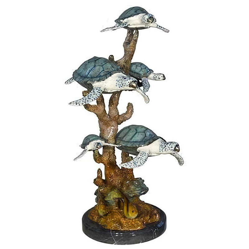 Five Sea Turtles Bronze Statue