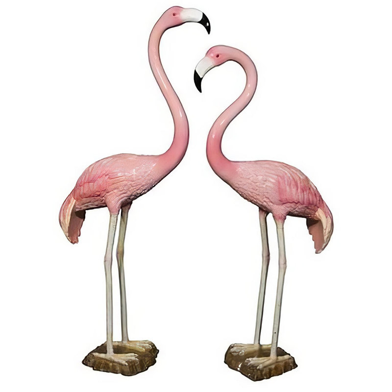 Flamingo Pair Statues- Painted Bronze