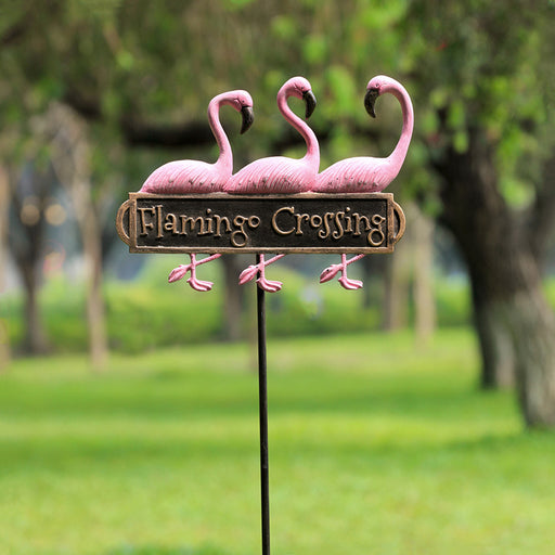 Flamingo Trio Welcome Sign on Stake by San Pacific International/SPI Home