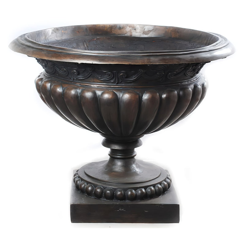 Fluted & Round Bronze Planter