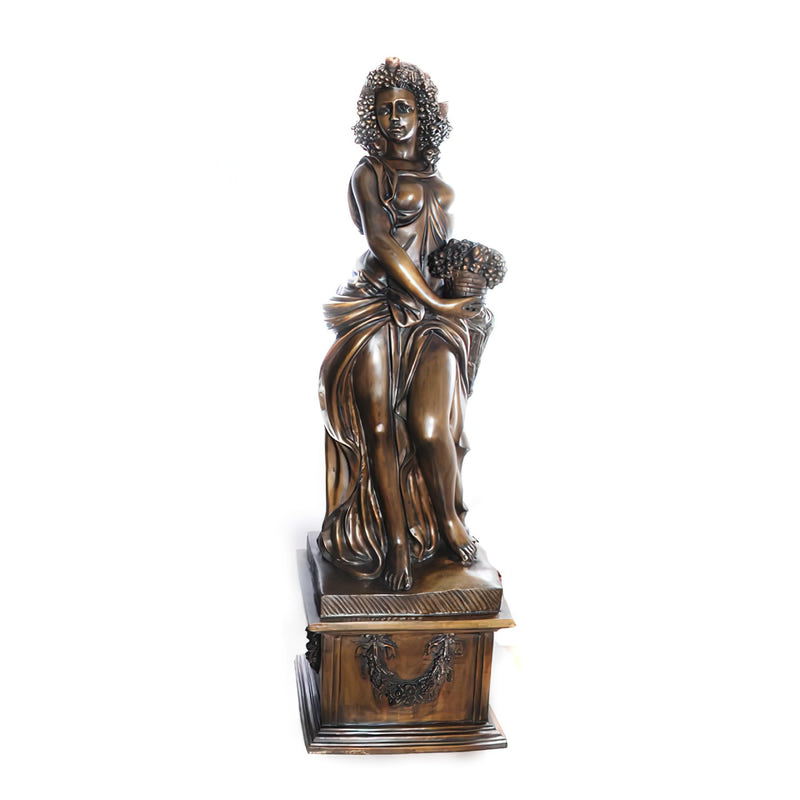 Four Season Fall Lady with Grapes Bronze Sculpture