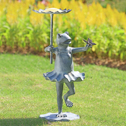 Frog Ballerina Birdfeeder with Butterfly by San Pacific International/SPI Home