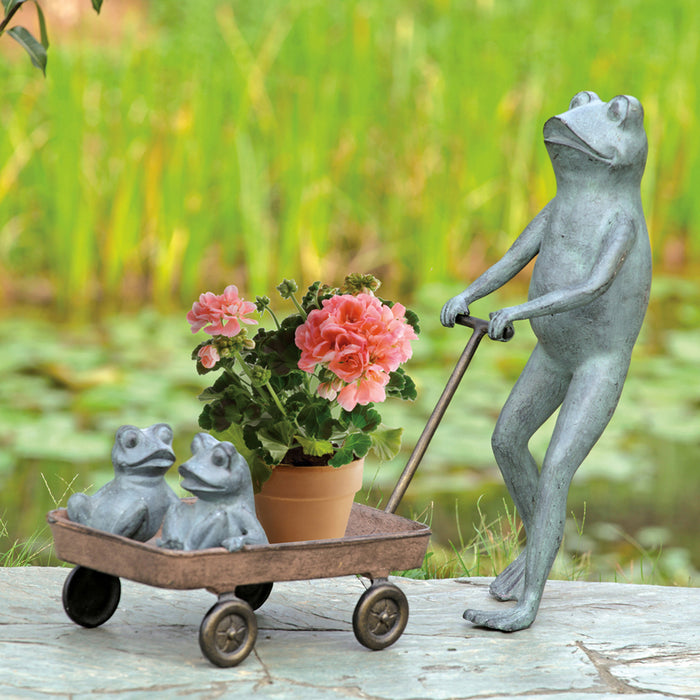 Frog Family with Wagon Planter Holder by San Pacific International/SPI Home