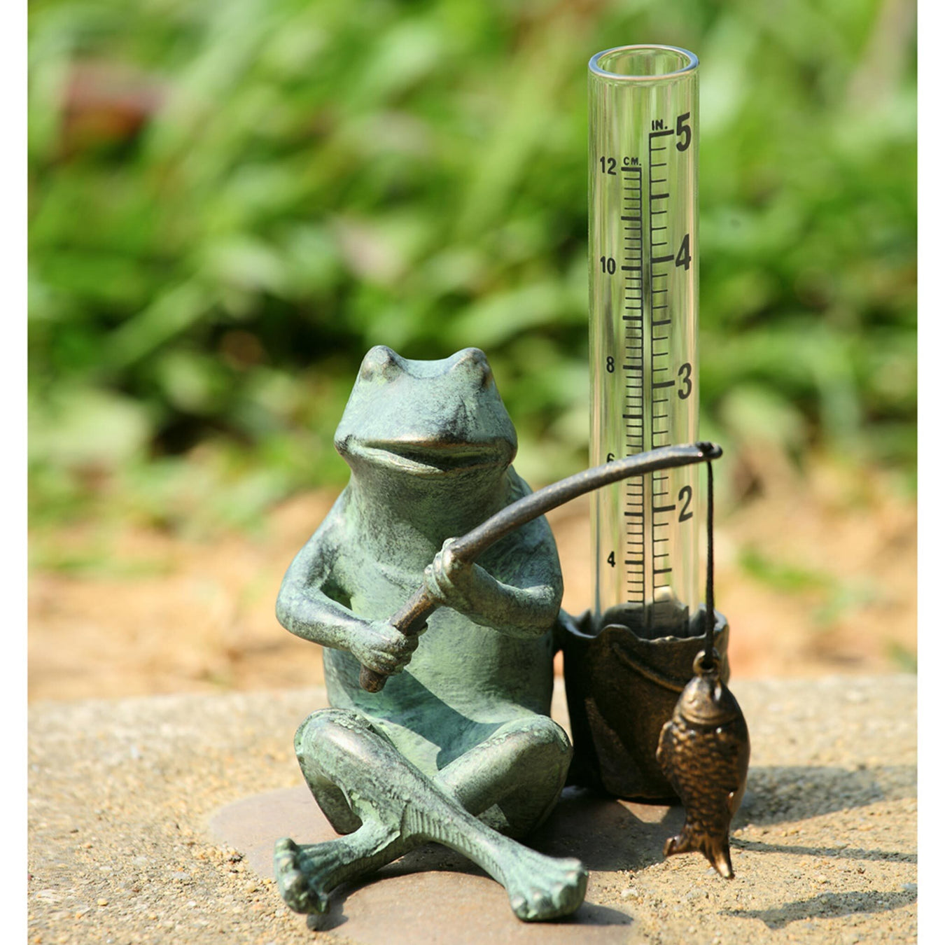 Frog Fisherman Rain Gauge by San Pacific International/SPI Home