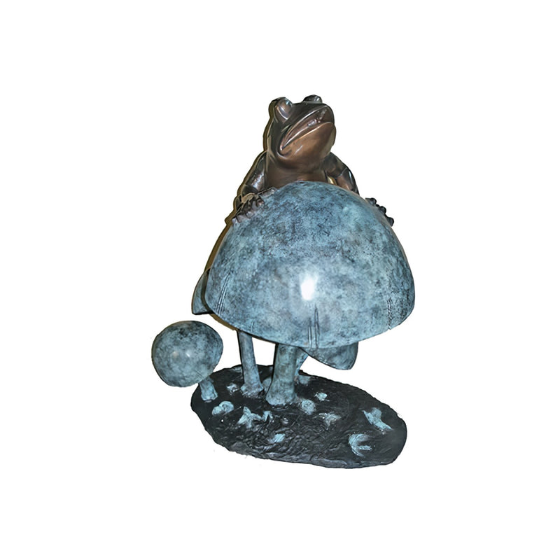 Frog on Mushroom Bronze Fountain