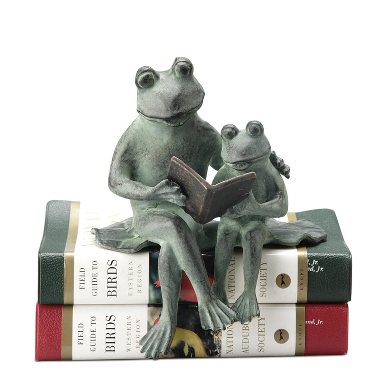 Frog Parent and Kid Reading Shelf Sitter Statue by San Pacific International/SPI Home
