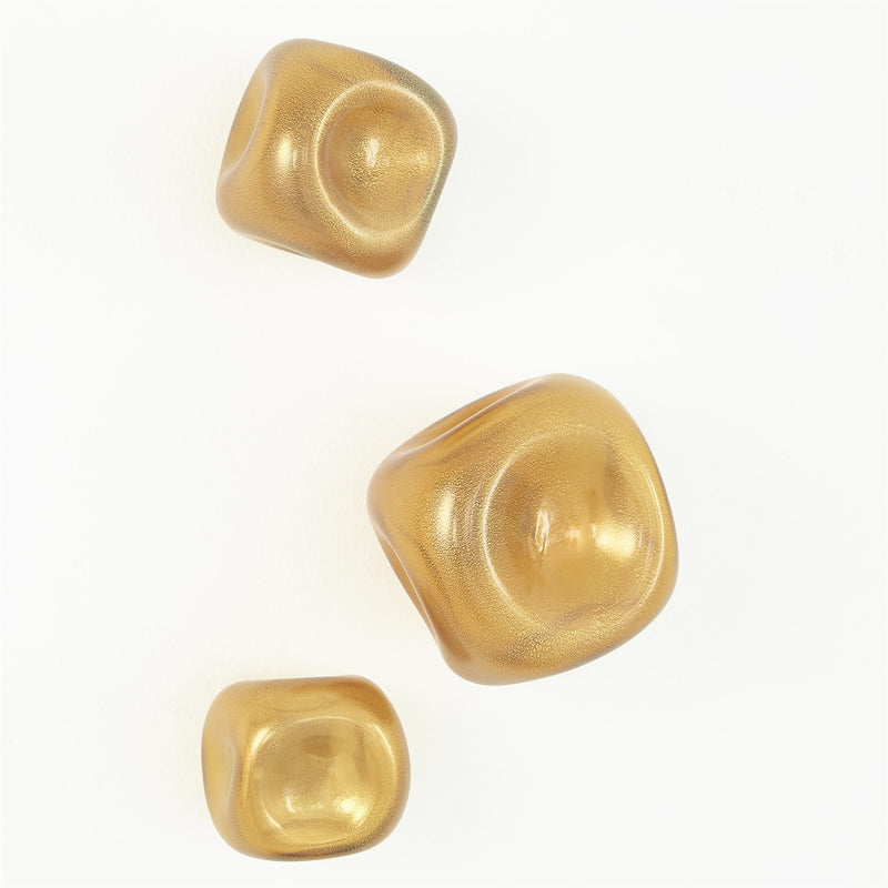 Frosted Gold With Amber Art Glass Wall Rocks