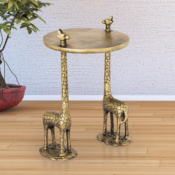 Giraffe Pair Decorative End Table- Gold