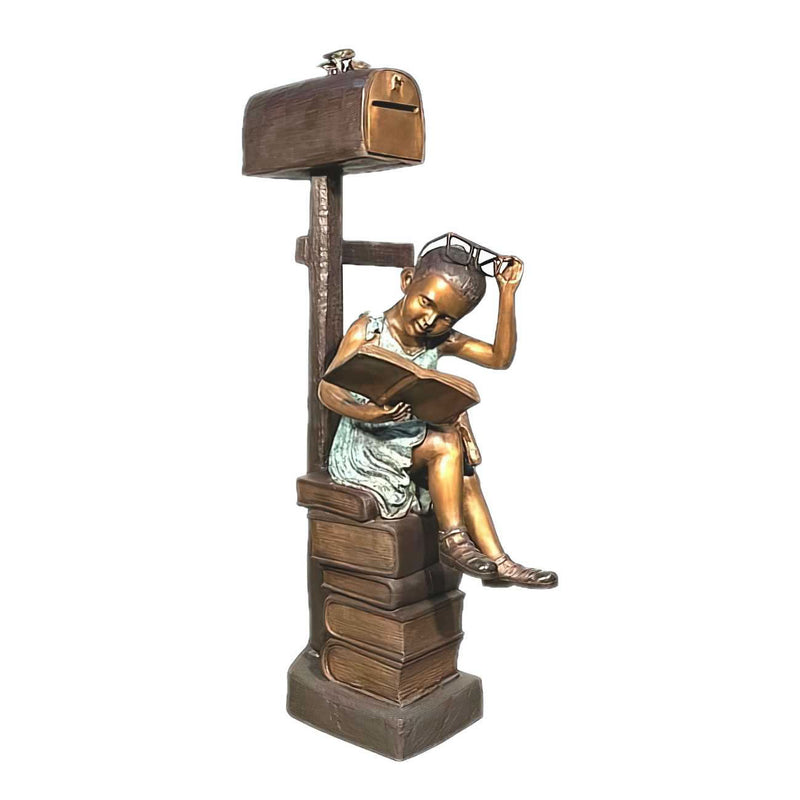 Reading Girl Bronze Mailbox