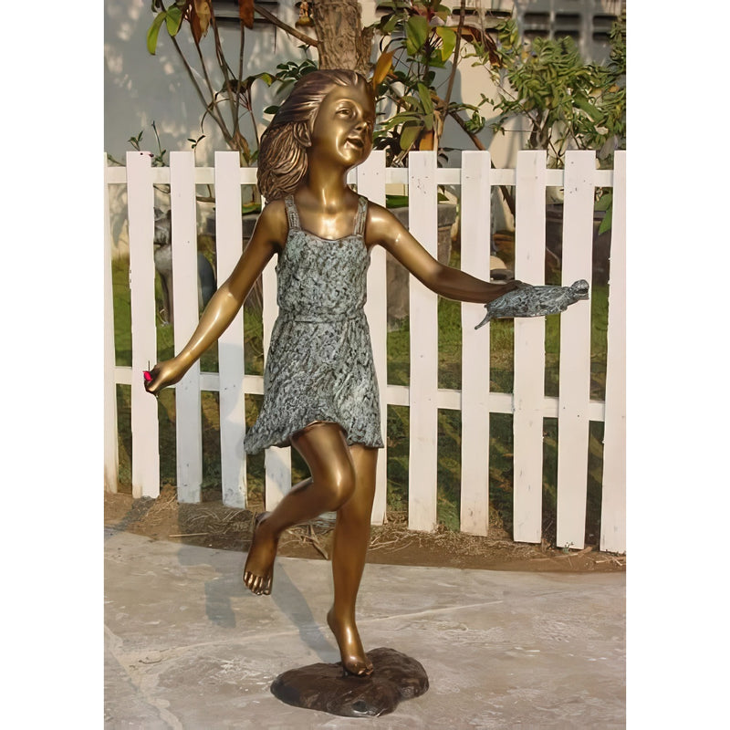 Girl with Turtle Bronze Sculpture
