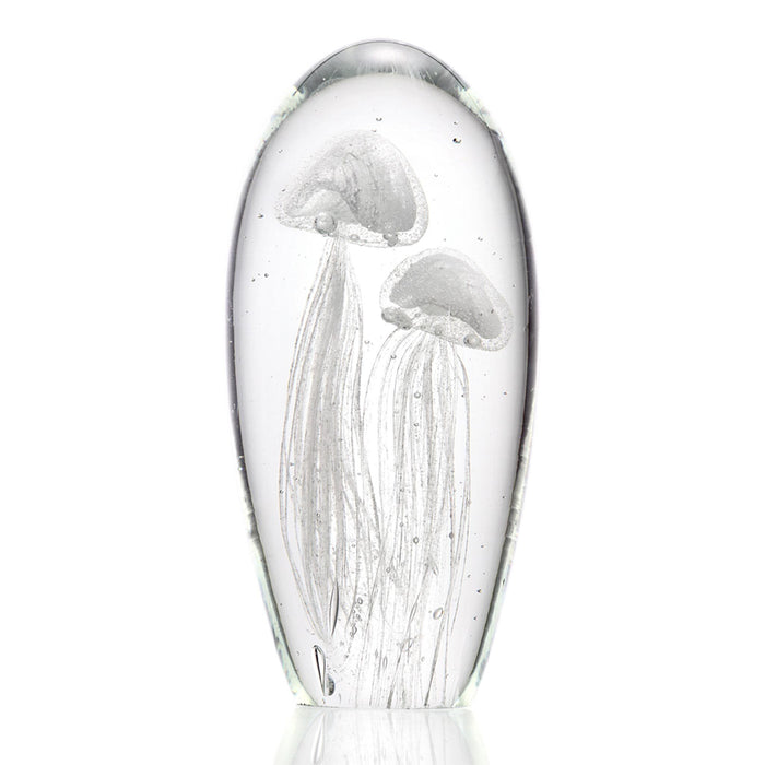 Glass Jellyfish Duet Figurine- White- 6 Inch by San Pacific International/SPI Home