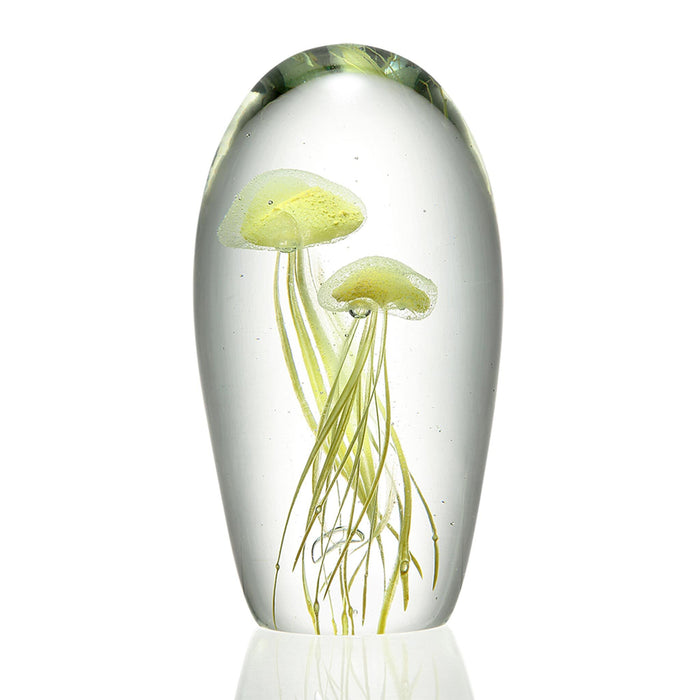 Glass Jellyfish Duo Statue-Yellow-6 inch by San Pacific International/SPI Home