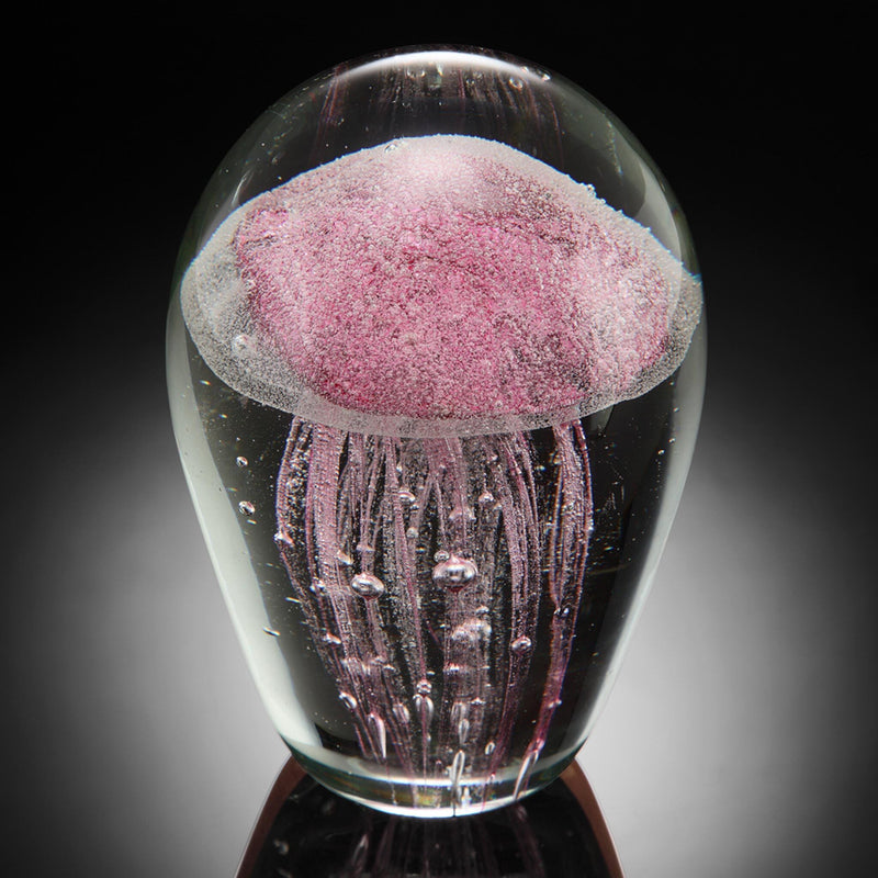 Glass Jellyfish Figurine- Pink Glow in the Dark by San Pacific International/SPI Home