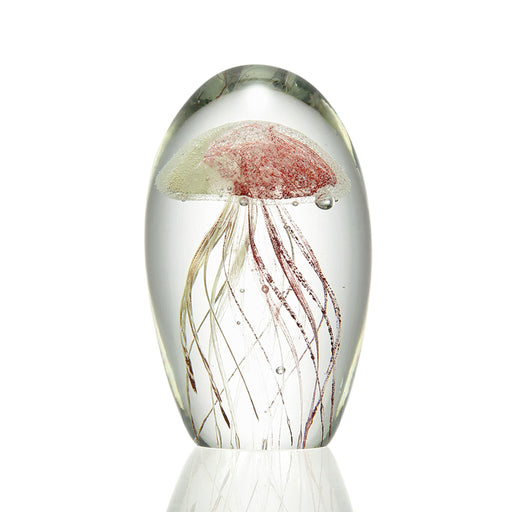 Glass Jellyfish Figurine, Red and White-5.5 inch by San Pacific International/SPI Home