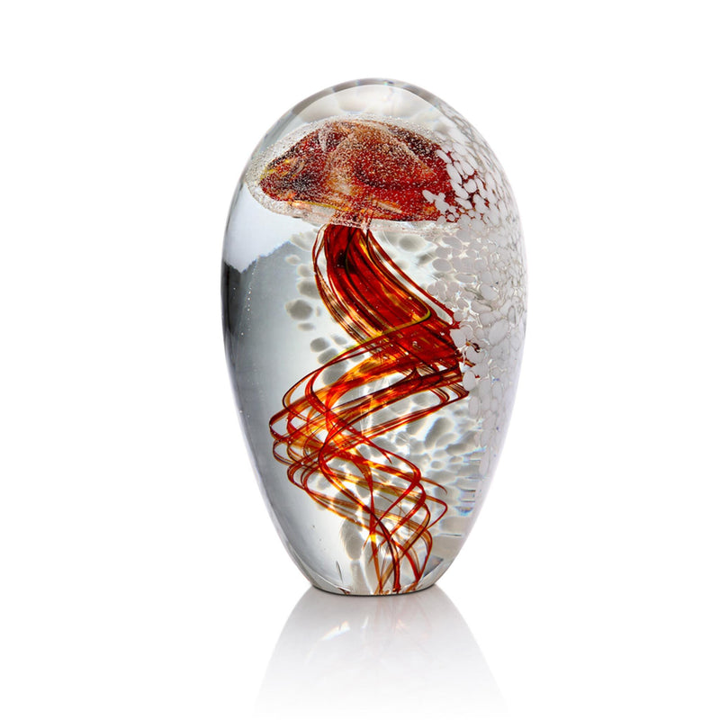 Glass Jellyfish Figurine- Red-Glow in the Dark by San Pacific International/SPI Home