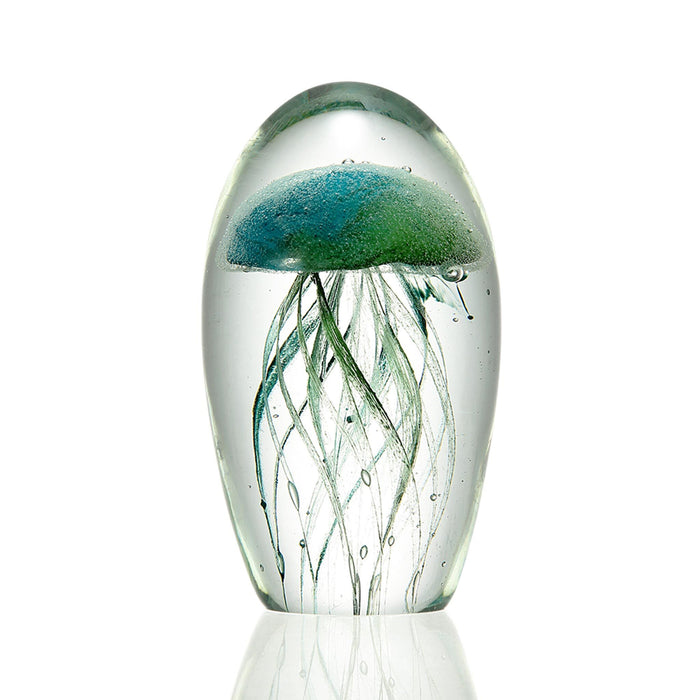 Glass Jellyfish Figurine, Teal and Green-5.5 inch by San Pacific International/SPI Home