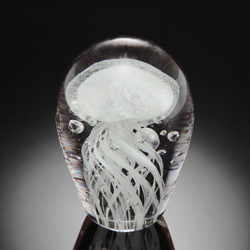 Glass Jellyfish Figurine - White and Purple - Glow in the Dark by San Pacific International/SPI Home