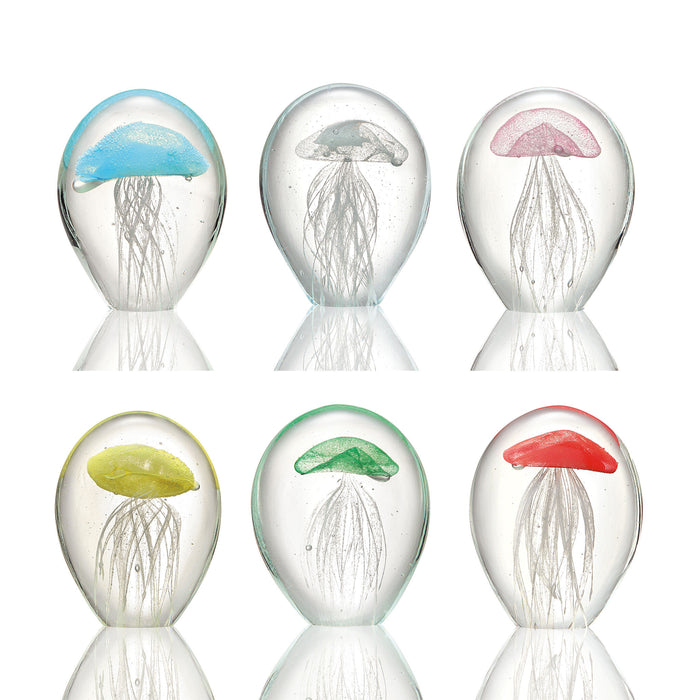 Glass Jellyfish Paperweight Figurines- Set of 6 by San Pacific International/SPI Home