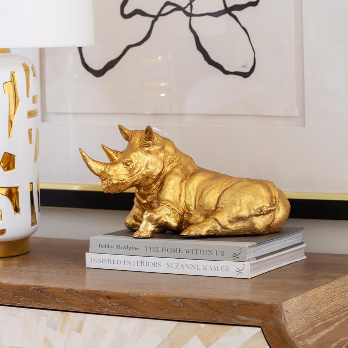 Golden Rhino Sculpture