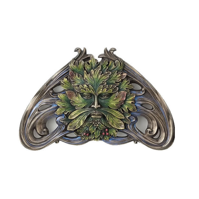 Green Man Art Nouveau Vine Wall Plaque