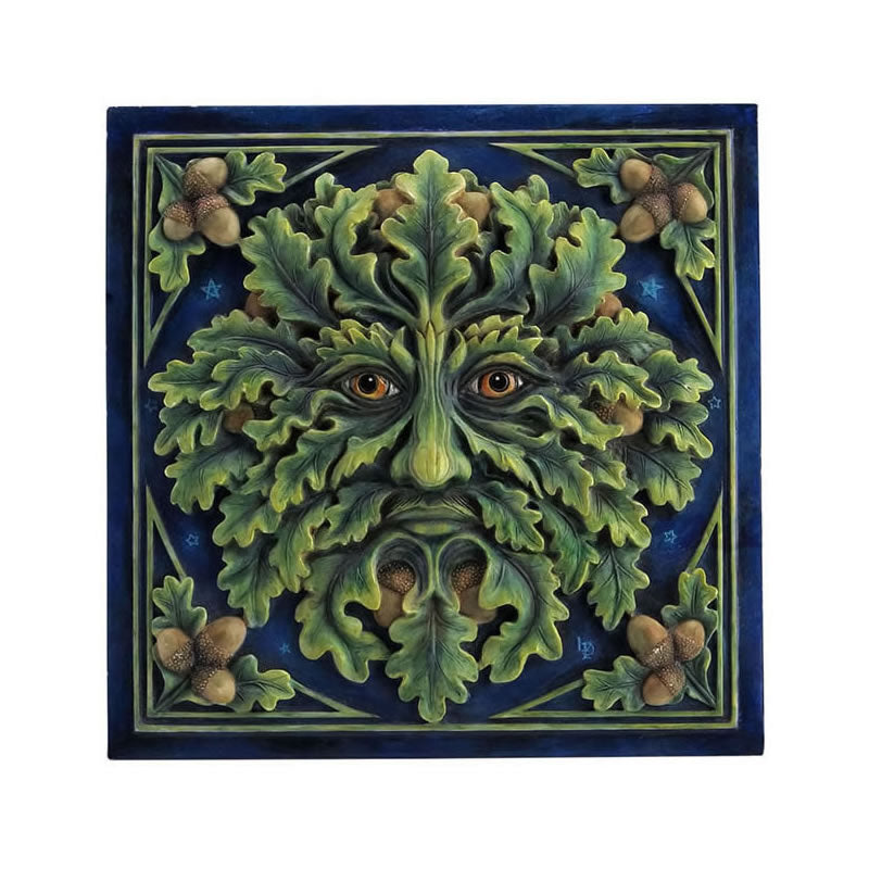 Greenman Wall Plaque- Oak Foliage And Acorn