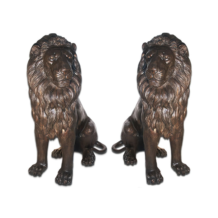 Guardian Lions Pair Bronze Sculpture