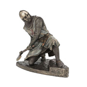 Half Kneeling Knights Templar Wielding Battle Axe Statue