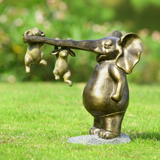 Hang In There Garden Statue- Elephant and Bunnies by San Pacific International/SPI Home