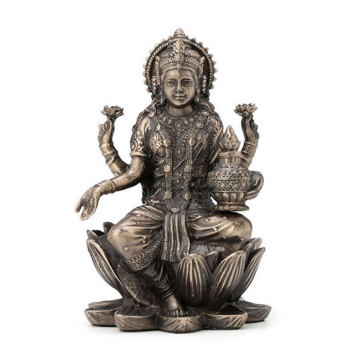 Hindu Goddess Lakshmi Sitting On Lotus Statue