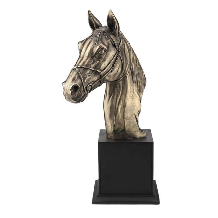 Horse Bust With Halter On Plinth Sculpture