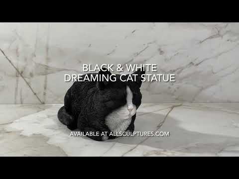 Black/White Dreaming Cat Statue 13.5"L Youtube Video
