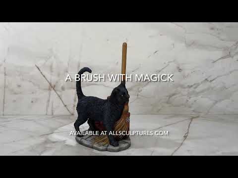 A Brush with Magick- Black Cat with Broom Statue Youtube Video