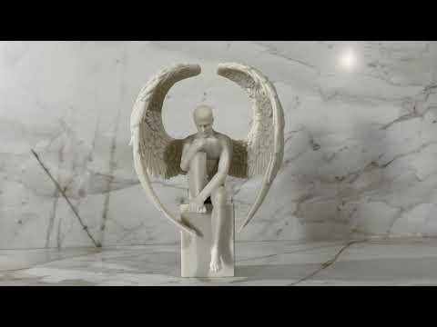 Male Nude Angel Sitting on Plinth Sculpture Youtube Video