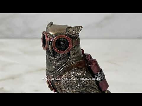 Steampunk Owl With Goggles And Jetpack Figurine Video