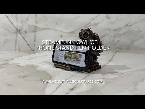 Steampunk Owl Cell Phone Holder