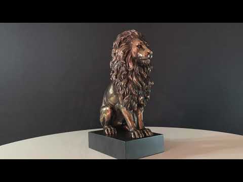 Sitting Lion Statue on Base Video