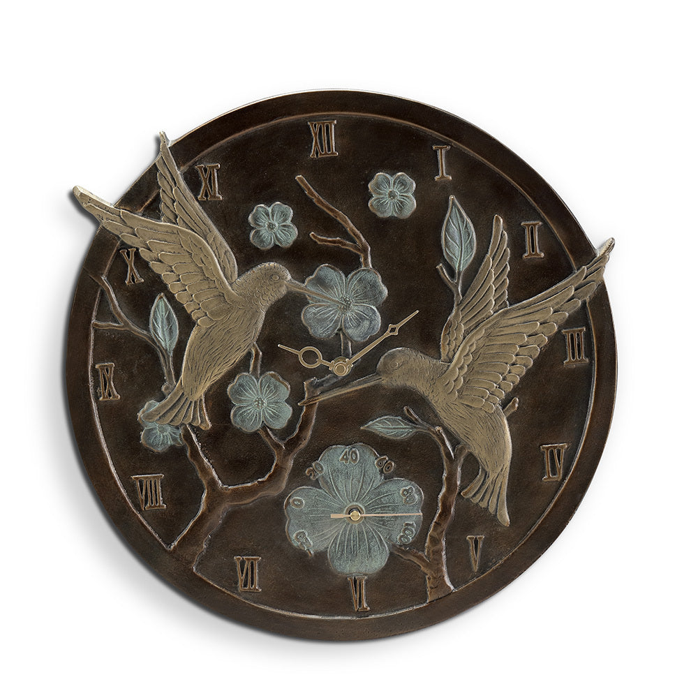 Hummingbird Pair Garden Clock and Wall ThermometerSPI Home — AllSculptures