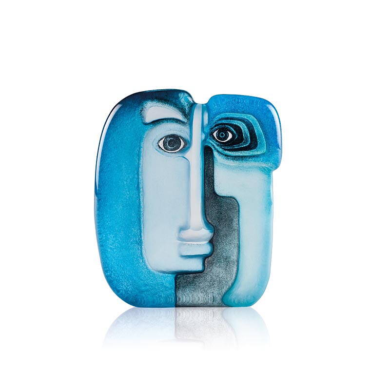Ideo Blue Crystal Masq Sculpture by Mats Jonasson